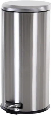 Image de Poubelle en acier inoxydable de 30 litres, noire, avec pédale et système de fermeture en douceur