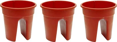 Produktbild von KHW Blumenkasten Flowerclip aus hochwertigem Kunststoff - 3er Set; stabil, UV-/wetterbeständig. Maße 27 cm x 27 cm x H 27,5 cm; Farbe: Rot.