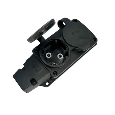 Produktbild von Doppelte Gummisteckdose Schuko IP54 schwarz | 220.000.201 | HOROZ