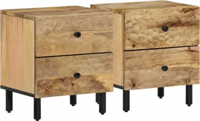 Produktbild von Nachttische 2 Stk. 40x33x46 cm Massivholz Mango