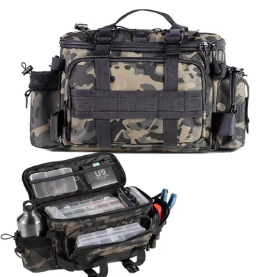 Productafbeelding van Visrugzak - Camouflage - 40 x 28 x 20 cm - Oxford-stof - Met hengelhouder - Voor vissen en kamperen