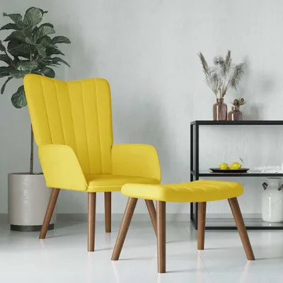 Immagine prodotto di vidaXL Poltrona relax con sgabello in velluto giallo senape