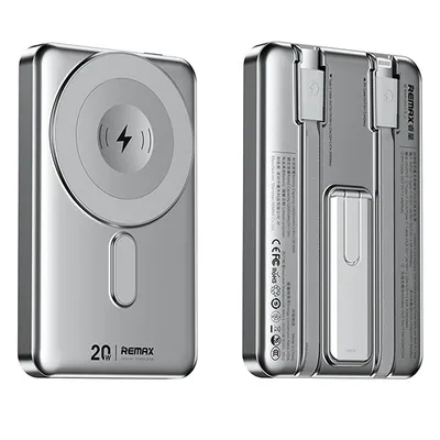 Produktbild von 10000mAh Magnetische Powerbank mit 2 integrierten Kabeln, 15W Wireless, Watch-Ladung, Type-C Input