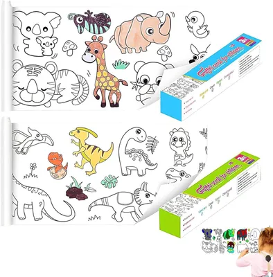 Image de 2 rouleaux de papier à peindre découpables pour enfants, dimensions 30x300 cm, papier à dessin (A)
