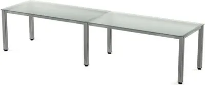 Produktbild von Mehrfacharbeitstisch Executive BxTxH 360x80x73cm Gestell verchromt Platte Glas satiniert.