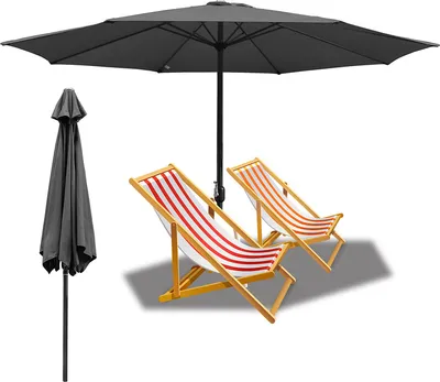 Zdjęcie produktu dla Parasol ogrodowy Jiubiaz 3,5 m parasol UV40+ ochrona przeciwsłoneczna parasol plażowy, szary