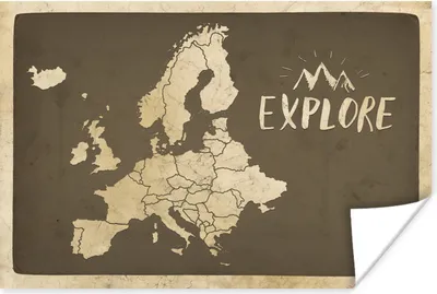 Produktbild von MuchoWow® Poster Karte Europa - Vintage - Zitat 60x40 cm - Schlafzimmerdekoration