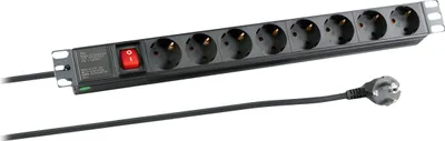 Immagine prodotto di EFB 19" 1U multipresa 8xCEE 7/3 con interruttore, alluminio, nero