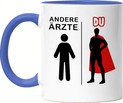 Produktbild von Andere Ärzte Du Tasse Blau Superheld Mein Held Dankeschön Geschenkidee Lustig Humor