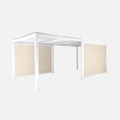 Produktbild von sweeek - Pergola mit Lamellendach Palace 3x6m + 2 Markisen 3m - Weiß