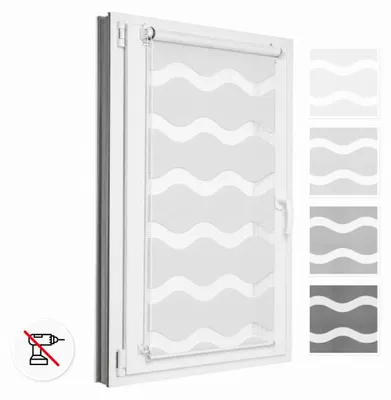 Obrázek produktu pro Estika Dvojitá roleta vlna bez vrtání - 85 x 220 cm - V přírodním stavu - Snadná montáž pomocí úchytů
