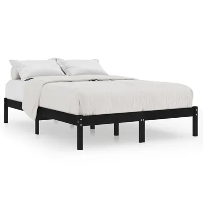 Image de Cadre de lit sans matelas noir 150x200 cm bois massif