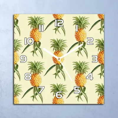 Produktbild von Deko Glasuhr Wanduhr 30x30 Vintage Ananas Quarz Küchenuhr Bürouhr