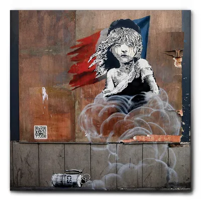 Immagine prodotto di Giallobus - I miserabili - Banksy - 100L x 100l cm - Quadro - Tela Canvas Telaio Standard