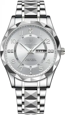 Produktbild von Herren Quarzuhr Edelstahl mit Datums- und Wochentagsanzeige, Leuchtzeiger, 30M Wasserdicht, Business Sport Armbanduhr Elegant