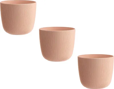 Produktbild von 3x Blumentopf mit Drainagesystem Rund Ø 15 cm Aprikot
