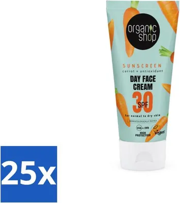 Zdjęcie produktu dla Organic Shop - Ochrona przeciwsłoneczna twarzy SPF 30 - Skóra normalna - 50 ml - Value pack - 25 szt