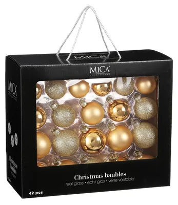 Image de Mica Decorations Set de boules de Noël - 42 pièces - Ø7 cm - Or