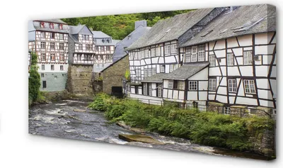 Produktbild von Leinwandbild 100x50 Wandkunst Deutschland Altbauten Fluss