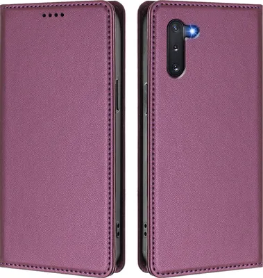 Image de Etui en cuir pour Samsung Galaxy Note 10, étui magnétique en cuirPolyuréthaneavec support Violet
