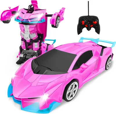 Obrázek produktu pro RC robot auto 2v1 Růžové transformace drift světla zvuky interaktivní hračka prezent