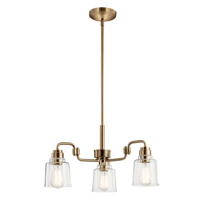Image de Lustre avec abat-jour en verre laiton vieilli Aivian 3xE27 60W Kichler