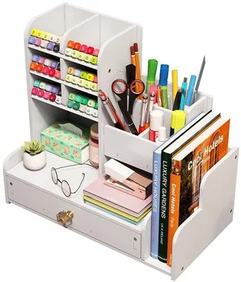 Produktbild von Azomor® Weißer multifunktionaler Schreibtisch-Organizer mit Schublade für Büro- und Heimgebrauch