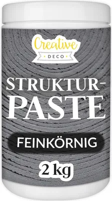 Obrázek produktu pro Creative Deco Strukturální pasta Jemnozrnný 2kg | Tmavě šedá stěrková hmota pro akrylové malování | Modelovací pasta pro umělecké projekty, akrylové barvy, DIY, 3D efekty, textury