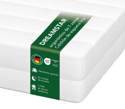 Imagen del producto de Colchón de espuma fría ergonómico de 7 zonas | 80 x 200 cm | 11 cm | Firmeza H2 y H3 | DREAMSTAR Easy Flex