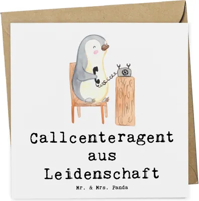 Produktbild von Mr. & Mrs. Panda Grußkarte Callcenteragent Leidenschaft - Weiß - Geschenk, Lustig, Klappkarte, Customer Service, anlasskarte, Glückwunschkarte, faltkarte, Spruch