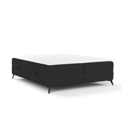 Produktbild von Boxspringbett Livia Interiors Malte, Bett 140x200 cm, mit Bettkästen, Doppelbett, H2 Bonell - Matratze und Topper, Webstoff Megan, Schwarz Farbe