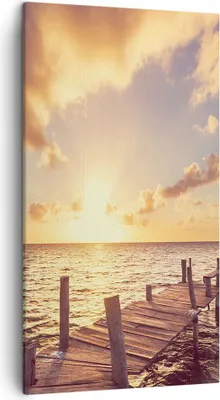 Produktbild von Bild auf Leinwand - Leinwandbild - Einteilig - Brücke Sonne Ozean - 45x80cm - Wand Bild - Wanddeko - Wandbilder - Leinwanddruck - Bilder - Wanddekoration - Leinwand bilder - Wandbild - PA45x80-4168