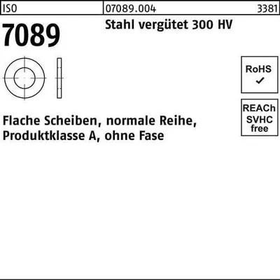 Produktbild von Unterlegscheibe ISO 7089 o.Fase 30 Stahl vergtet 300 HV