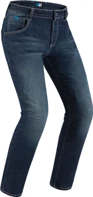 Image de Pantalon de moto PMJ pour motards, couleur bleu foncé, taille 48