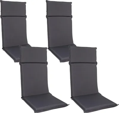 Produktbild von Albatros Gartenstuhl Sitzauflage 4er Set Gartenstuhlauflagen Sitzpolster Sitzkissen Outdoor Anthrazit 106x45cm, Hochlehner Auflage UV Beständig wasserabweisend geeignet für Klappstühle und Stapelstühle