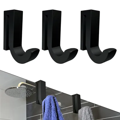 Produktbild von Handtuchhaken - 3er Set - Schwarz - Handtuchhalter Badezimmer ohne Bohren