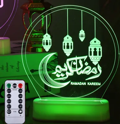 Produktbild von Ramadan Deko LED Lampe Eid Mubarak Dekoration Laterne, Muslim Islam Ramadan Dekoration Nachtlicht Ornamente für Muslimische Ramadan Festival