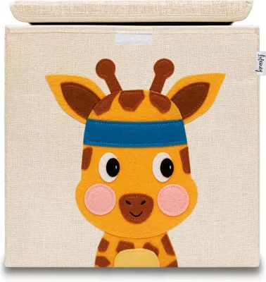 Image de Boîte de rangement en tissu pour enfant "girafe" avec couvercle, compatible Ikea Kallax Lifeney