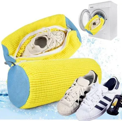 Immagine prodotto di Sacchetto per il lavaggio delle scarpe 39 x 19 cm per lavatrici, rete in poliestere per la pulizia delle scarpe da ginnastica, giallo - SHOEPURE