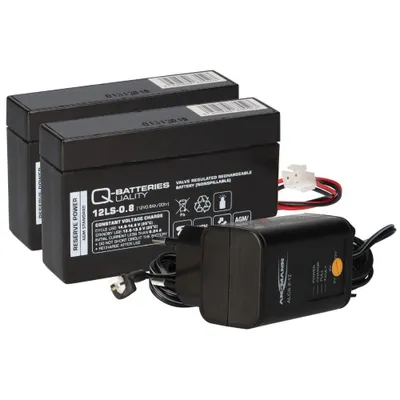 Produktbild von Ladegerät mit 2x Blei-Akku 12V 0,8Ah 12LS-0.8 JST-Stecker