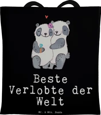 Produktbild von Mr. & Mrs. Panda einkaufsshopper Panda Beste Verlobte der Welt - Schwarz - Geschenk, Tote Bag, Hochzeit, Schultasche, Beutel, Laptoptasche, Ehe, Frau, Verlobung, Verloben