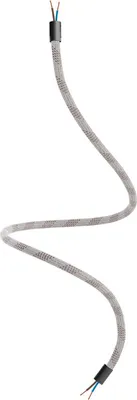 Image de Kit Creative-Cables Creative Flex : rallonge flexible (90 cm de long, Ø 10 mm) – Gaine en tissu RM72 mélangé clair avec finitions noires – Avec embouts métalliques et accessoires