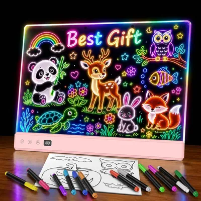 Produktbild von LED-Schreibtafel für Kinder, wiederaufladbar, leuchtende Zeichen-LED-Notiztafel mit Farben, 16 Lichteffekten, Neon-beleuchtetes Zeichenbrett