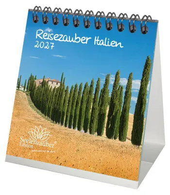 Produktbild von Reisezauber Italien Tischkalender 10x10cm für 2027 Rom Urlaub Strand Meer Mediterran Italien - Seelenzauber