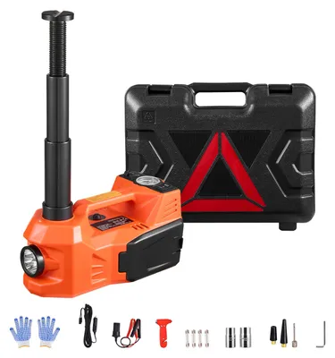 Produktbild von SucceBuy Elektrischer Scherenwagenheber 5 t mit integrierter Pumpe, 12 V, verstellbar für Reifenwechsel, mit Sicherheitshammer & LED-Licht, tragbares Set für Limousinen, SUVs und Lkw