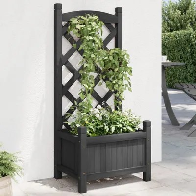 Produktbild von Möbel Pflanzkübel mit Spalier Schwarz Massivholz Tanne - Beete &46666