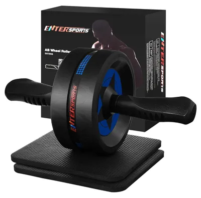 Produktbild von Bauchtrainer Bauchroller Ab Roller - 2 Knieschoner - Edelstahl - Schwarz