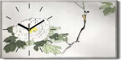 Produktbild von Wandbild Leinwand Bilder Wanduhr 60x30 Malerei Asiatischer Blumen Zweig - schwarze Hände