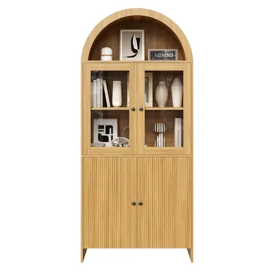Produktbild von Vitrine mit Bogendecke und Glastüren Vitrinenschrank Wohnzimmerschrank 78 L x 40 B x 176H(cm) Natur
