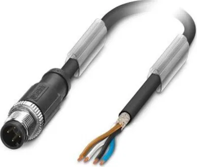 Produktbild von M12 Sensorleitung PUR 4-polig Stift gerade geschirmt/schlepp. A-Kodierung, Länge 6,0 Meter schwarzgrau RAL 7021, Kabel